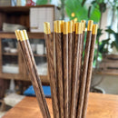 Ljojo 25cm Wooden Chopsticks Set with Brass Engraved Fortune Chinese Character