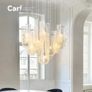 Ljojo Ribbon Light Luxury Glass Chandelier for High-end Staircase Designer Atmosphere
