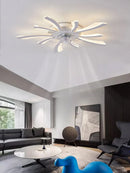 Ljojo 110-240v LED Ceiling Fan Light: Black/White, Intelligent, Creative, for Living Room
