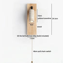 Ljojo LED Wooden Wall Light Fixture with Pull Chain Switch for Bedroom