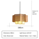 Ljojo Japanese Rattan Fabric Chandelier LED Pendant Light Retro Art Indoor Home Decor