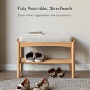 Ljojo™ Solid Wood Shoe Rack Bench with Cushion - Entryway, Living Room & Bedroom Organizer