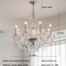 French Romantic Pink Crystal Chandelier Pendant Lights by Ljojo for Elegant Living Room Decor