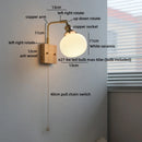Ljojo LED Wall Light Mirror Ceramic Glass Wood Decor Home Lighting