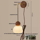 Ljojo LED Wall Sconce Walnut Wood Pull Chain Switch Art Light