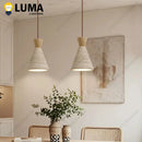 Modern Travertine Wood Pendant Light LED Hanging Lamp Chandelier for Dining Room by Ljojo
