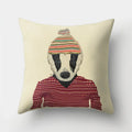 Ljojo Minimalist Spring Tree Landscape Pillow Cover - Bear Penguin Cartoon Animal Pillowcase