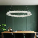 Ljojo Luxe Crystal Circle Pendant Light - Dimmable LED Parlor Hanging Lamp