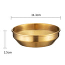 Ljojo 304 Stainless Steel Seasoning Dish Set - Round Golden Barbecue Saucer Plates