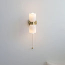 Ljojo LED Wall Lamps 2 Heads Pull Chain Switch White Glass Stair Light