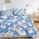 Blue Shark Kids Duvet Cover Set by Ljojo: Lovely Sea Animal Bedding with 2 Pillowcase