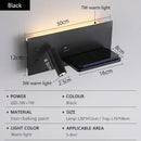 Ljojo USB Wall Lamp with Wireless Charger and Switch, LED Reading Night Light