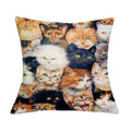 British Cat Golden Retriever Print Linen Cushion Cover - Ljojo Home Decor