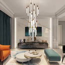 Ljojo Luxury Gold/Black Staircase Chandelier for Modern Living Spaces