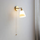 Ljojo LED Wall Sconce with Pull Chain Switch White Glass Stair Light