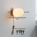 Ljojo LED Glass Wall Lights: Nordic White Bedside Sconce with Switch