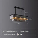 Nordic Luxury K9 Crystal Rectangle Chandelier Smoky Gray Hanging Light - Ljojo