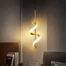 Ljojo LED Pendant Light: Modern Bedroom Hanging Lamp Fixture - Gold Black