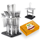 Ljojo 24-Piece Stainless Steel Hammer Pattern Cutlery Set