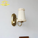 French Design Medieval Gold Lustre Wall Lamp LED E14 by Ljojo - Retro Fabric Art Decor Bedroom Background