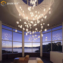 Ljojo Meteor Shower Glass Ball Chandelier - Long Rope Hanging Crystal Light
