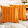 Ljojo Luxury Faux Fur Striped Pillow Covers White