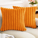 Ljojo Luxury Faux Fur Striped Pillow Covers White