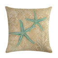Ljojo Marine Life Linen Pillowcase: Fashion Conch Starfish Shell Sofa Decor Cover