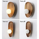 2026 Natural Wood Wall Sconce Glass Shade LED Retro Nordic Minimalist by Ljojo