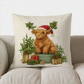 Festive Highland Cow Christmas Pillow Cover for Sofa, Bedroom, Car - Ljojo