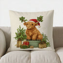 Festive Highland Cow Christmas Pillow Cover for Sofa, Bedroom, Car - Ljojo