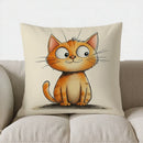 Cute Blue Cat Reading Book Pillow Cover for Sofa, Bedroom, Car - Ljojo