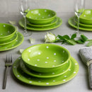 Ljojo Lime Green Polka Dot Ceramic Dinnerware Set for 4