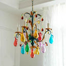 French Colorful Restaurant Chandelier Art Glass Lamp by Ljojo - Romantic Retro Crystal Candle Bedroom Lamp