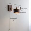 Ljojo LED Walnut Ash Wood Wall Sconce with Pull Chain Switch
