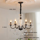 Black Crystal Chandelier Pendant Light - Elegant French Living Room Lamp by Ljojo