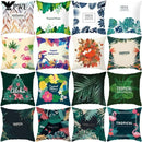 Flamingo Flower Rainforest Cushion Cover with Tropical Plant Animal Pattern by Ljojo