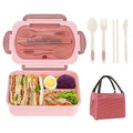 Ljojo 3-Compartment Lunch Box with Utensils, Leak-Proof & Durable Plastic Containers