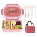 Ljojo 3-Compartment Lunch Box with Utensils, Leak-Proof & Durable Plastic Containers
