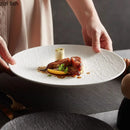 Ljojo Matte Stone Patterned Ceramic Steak Dessert Sushi Salad Plate - Round Shallow Specialty Tableware