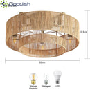 Bamboo Circle LED Ceiling Fans Light Chandelier with Lamps - Modern Luxury for Living Room by Ljojo