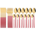 Gold Stainless Steel Cutlery Set by Ljojo - 24Pcs Western Tableware Flatware