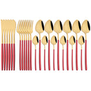 Gold Stainless Steel Cutlery Set by Ljojo - 24Pcs Western Tableware Flatware