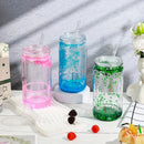 Ljojo 16oz Double Wall Snow Globe Tumbler with Bamboo Lid and Straw