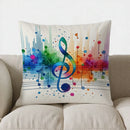 Colorful Music Notes & Treble Clef Pillow Cover by Ljojo - Sofa, Bed, Car