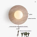 Ljojo LED Wooden Wall Light Fixture with Pull Chain Switch for Bedroom