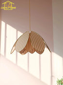 French Medieval Atmosphere Petal Pendant Lights LED E27 Fabric Art Hanging Lamp by Ljojo for Bedroom & Restaurant