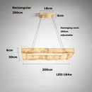 Alabaster Square Marble Chandelier Lighting Pendant by Ljojo Spanish Natural Marble Dining Room