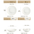 Ljojo 16/32-Piece White Bone Tableware Set with Golden Rim, Dinnerware & Bowl Set