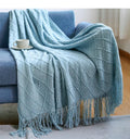 Cozy Knit Throw Blanket with Tassel, Black Lightweight Decorative Blanket for Couch and Bed by Ljojo